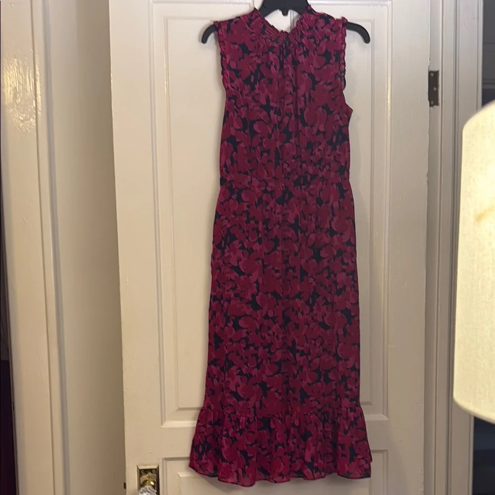 J. Crew Factory Red and Black Ruffled Sheath Dress - Picture 2 of 11